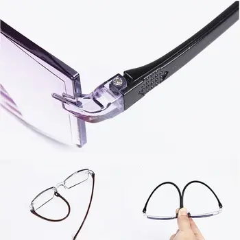 Entegre okuma gözlüğü Erkekler Anti mavi ışık Çerçevesiz Gözlük Vintage Bifokal okuma gözlüğü Çerçevesiz Tr90 Gafas Kadınlar + 1.50
