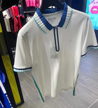 Erkek Golf Gömlek yaz moda kısa kollu Polo yaka yarım fermuar tasarım açık spor Golf üst