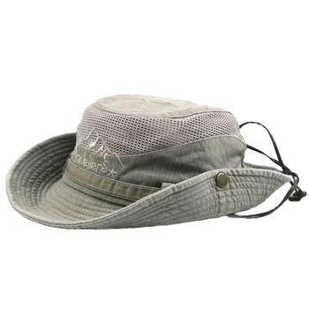 Erkek Kapaklar Pamuk Yaz güneşlik şapka Örgü Nefes Kova Şapka Balıkçı Şapka Açık Tırmanma Kabin baba Plaj Kap Chapeus