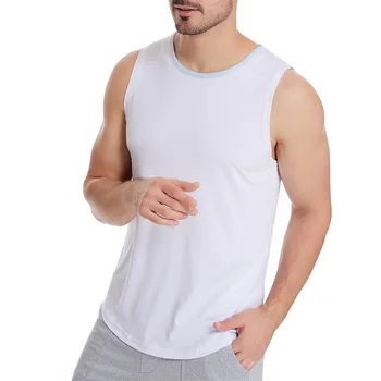 Erkek Koşu Tank Top Colorblock Buz İpek Kas Tank Top erkek koşu tişörtü O-Boyun Jimnastik T-Shirt erkek Tank Top