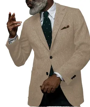 Erkek takım elbise Resmi Balıksırtı Ceket Tüvit Erkek Blazer Smokin Vintage Yün