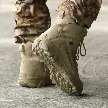 Erkekler Açık Hakiki Deri Askeri yarım çizmeler Taktik Savaş erkek botları Ordu Avcılık iş çizmeleri İçin erkek ayakkabısı Rahat Botas