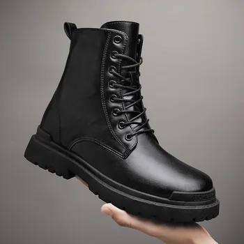 Erkekler Kış Çizmeler Siyah Sneakers Açık Moda Yüksek Üst Toptan Punk Ayakkabı Erkekler İçin Rahat Sokak Tarzı Ayak Bileği Çizmeler