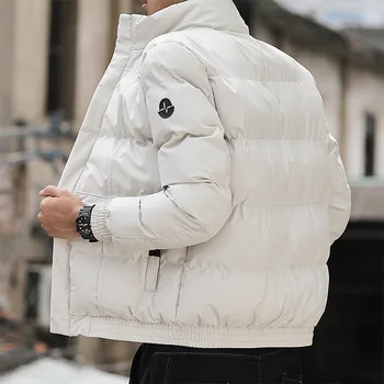 Erkekler Standı Yaka Kışlık Mont İnce Aşağı Ceketler Casual Jaquetas Yeni Moda Erkek Kalın Sıcak Fit Parkas Kısa Kış Ceketler 4XL