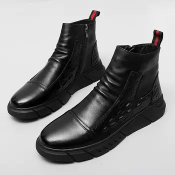 Erkekler Yüksek top ayakkabı Kalın tabanlı Retro Vahşi Rahat İş Giysisi Botları Moda kaymaz Düşük üst Düz Topuklu Sonbahar
