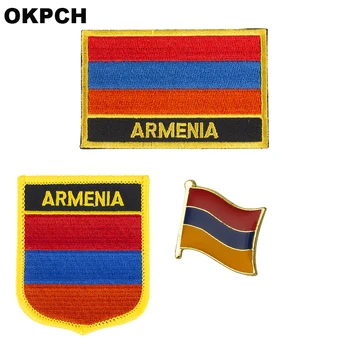 Ermenistan Ulusal Bayrak İşlemeli Demir on Yamalar Giyim için Metal rozetleri PT0198-3