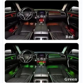 Evrensel 18 İn 1 LED araba ortam ışıkları RGB 64 renk iç akrilik şerit ışık kılavuzu Fiber optik dekorasyon atmosfer lambası
