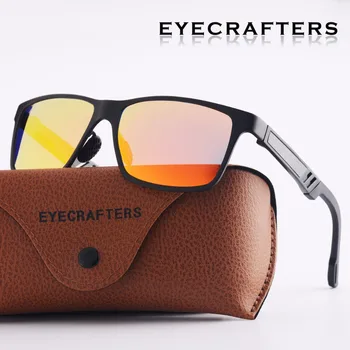 Eyecrafters Kahverengi Tasarımcı erkek Alüminyum Polarize Güneş Gözlüğü Erkek Sürüş Aynalı güneş gözlüğü Retro Vintage Kare Gözlük