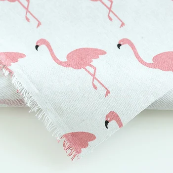 Flamingo Baskılı Pamuk Keten Kumaş Kanvas Kumaş El Yapımı Kalınlaşma Perde Tekstil Kumaş Kanepe Kumaş Tekstil Pamuklu Kumaş