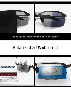 Fotokromik Polarize Güneş Gözlüğü Erkekler Kadınlar için Klasik Sürücü güneş gözlüğü Gözlük Gözlük Balıkçılık Discolor Lens UV400