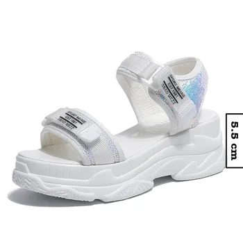 Fujin Yaz Kadın Sandalet Toka Tasarım Siyah Beyaz platform sandaletler Beyaz Rahat kadın Kalın Taban plaj ayakkabısı