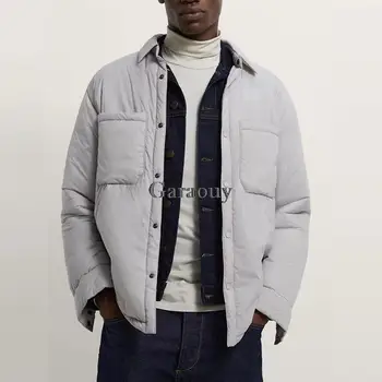 Garaouy 2022 Erkek Ceket Gömlek Kış sıcak Eklemek Pamuk Ceket Erkek Sadelik Rahat Spor Giyim Düğmesi Düz Renk Yüksek Kaliteli