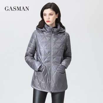 GASMAN 2022 YENİ Bahar Sonbahar Ceketler Kısa moda fermuar Kadın ceket Hafif sıcak kadın ceketi Kapşonlu dış giyim 81071