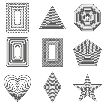 Geometrik Çerçeve Metal Kesme Ölür Stencil Scrapbooking DIY Albümü Damga Kağıt 95AA