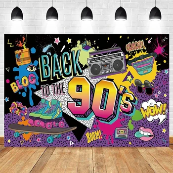 Geri 90'lı Yetişkin Doğum Günü Fotoğraf Backdrop Retro Hip Hop Radyo Paten Dekor Fotoğraf Arka Plan Fotoğraf Stüdyosu Photophone