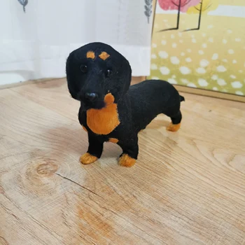 Gerçekçi Köpek Dachshund Gerçekçi Minyatür Figürler Dackel Hayvan Modelleri Çocuk Oyuncak Doğum Günü Noel Hediyesi Simülasyon Peluş Köpek