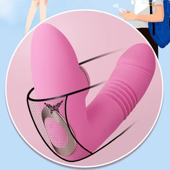 Giyilebilir emme vibratör ısıtma vajina klitoris stimülatörü uzaktan kumanda teleskopik yapay penis vibratör yetişkin seks oyuncakları kadınlar için