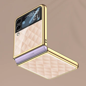 GKK Orijinal samsung kılıfı Galaxy Z Flip 3 5G Durumda Boyalı Temperli Cam Kaplama Sert krom çerçeve Samsung Z Flip 3 5G