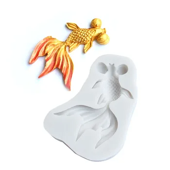 Goldfish Şekli silikon kalıp DIY Epoksi Reçine Kek Pişirme Dekorasyon Yumuşak Kil Alçı Çikolata Kalıp Koi GoldFish silikon kalıp