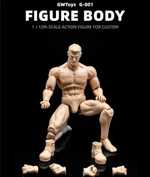 GWToys 1 / 12G-001 Süper Güçlü Kas Esnek Aksiyon Figürü Vücut Erkek Adam 6 inç Bebek Modeli Oyuncaklar