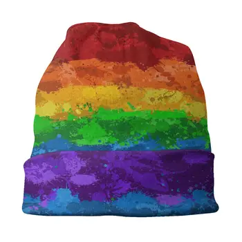 Gökkuşağı Boya Sıçramak Kaput Şapka Örme Şapka Vintage Sonbahar Kış Skullies bere LGBT Eşcinsel Lezbiyen Queer Gurur Sıcak Kap