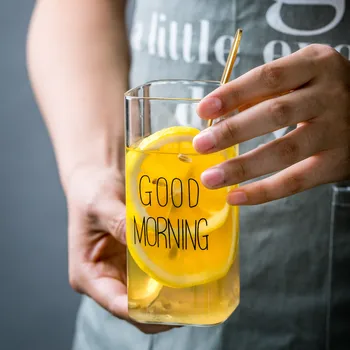 Günaydın Cam Bardak Temiz Su içme bardakları çay bardağı Kahvaltı Süt Limon Suyu Kahve Kupa Minimalist Drinkware Hediye