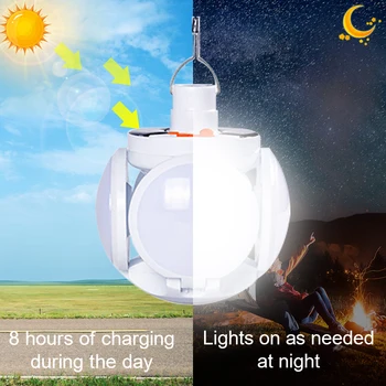 Güneş açık katlanır ışık güneş lambası taşınabilir su geçirmez USB şarj edilebilir led lamba ampul arama ışıkları kamp Torch acil durum lambası