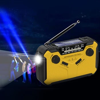 Güneş Krank Acil RadioAM / FM Hava Uyarısı Radyo Güneş El Krank USB Şarj 3000 mAh Güç Bankası USB Şarj Edilebilir