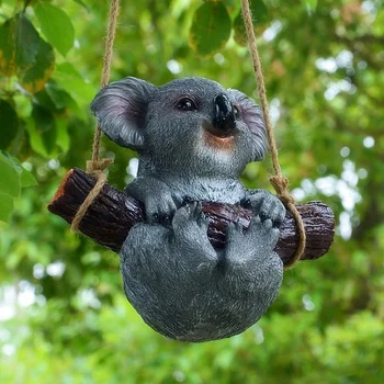 Güzel Sallanan Koala Ayı Panda Sincap Hayvanat Bahçesi Asılı Heykeli Açık Figürler Patio Yard Bahçe Dekor