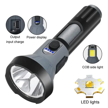 Güçlü ışık el feneri LED yüksek ışık boncuk taktik flaş su geçirmez kamp lambası USB şarj edilebilir güçlü 18650 pil meşale