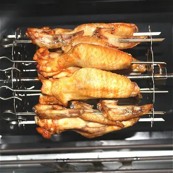 Gıda sınıfı 304 paslanmaz çelik ızgara kavurma davul barbekü et lokantası fırını Kebob şiş kızartma kafesi döner pişirme tavuk kanatları araçları