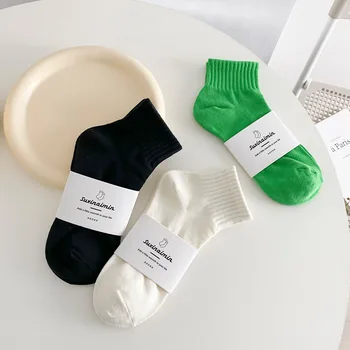 Harajuku Yaz Bahar Kore Çorap Kadın Düz Renk Kız Öğrenci Rahat Kaykay Çorap noel hediyesi Pamuk beyaz çoraplar