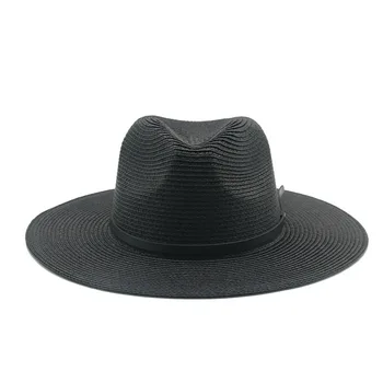 Hasır Şapkalar Erkekler Kadınlar Geniş Ağız bant kemer Caz Kapaklar El Yapımı Katı Siyah Haki Beyaz İlkbahar Yaz Plaj Güneş Koruyucu güneş şapkaları