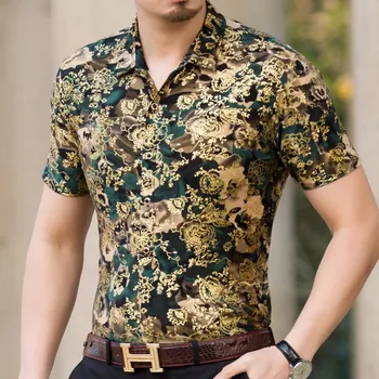 Hawaii Tarzı Rahat %80 % İpek Gömlek Erkek Kısa Kollu Her İki Tarafta Çin Ulus Çiçek 2023 Plaj yaz giysileri