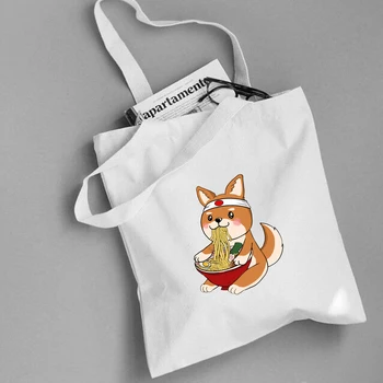 Hayvan Sevimli Tote Çanta Kpop Rahat Kadın Bez Çanta Yaz Ulzzang omuz çantaları Polyester alışveriş çantası Kullanımlık Kitap Çantası Kızlar