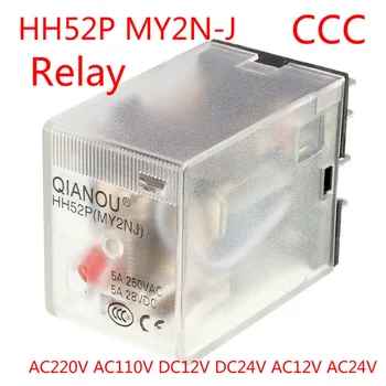 HH52P / MY2N-J AC 110V AC220V DC12V DC24V Bobin Kırmızı Gösterge ışığı 8 Pin DPDT Elektromanyetik Genel Amaçlı güç rölesi