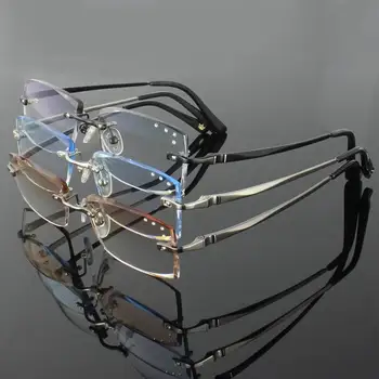 High-end Özelleştirilmiş Kore Kristal elmas kesim Yan Çerçevesiz Erkekler Reçete Diyoptri Gözlük Çerçevesi Optik Gözlük