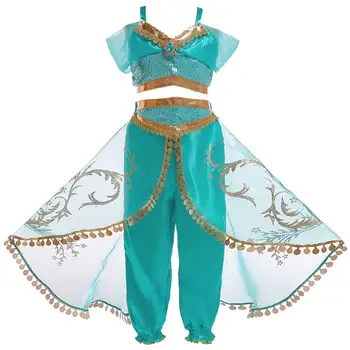 Hint Prenses Takım Elbise Aladdin Yasemin Cosplay Bebek Çocuk Kız süslü elbise Up Parti Kostüm Setleri Cosplay Kostüm partisi Kıyafetler 4-8Y