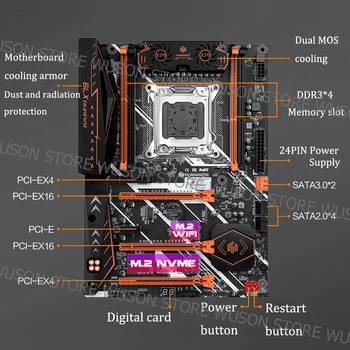 HUANANZHI X79 Deluxe Anakart Combo PC Bileşenleri M. 2 WİFİ Yuvası M. 2 SSD Yuvası İŞLEMCİ Intel Xeon E5 2650 V2 16G Bellek 4 * 4G RECC