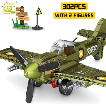 HUIQIBAO 302 adet WW2 Spitfire Fighter Yapı Taşları Uçak Askeri Şehir Uçak Kamyon Araba Tuğla İnşaat çocuk oyuncağı