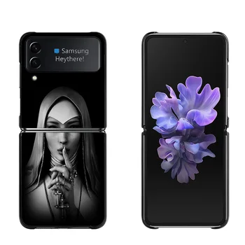 Hıristiyan İsa Kız Melek Mat Siyah Telefon samsung kılıfı Galaxy Z Flip 4 3 Flip4 Flip3 5G Darbeye Dayanıklı Tampon sert çanta Kapak