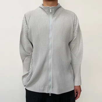 IEFB erkek Memnun Giyim Japonya Streetwear Moda Uzun Kollu fermuarlı ceket 2023 Yeni Gri Rahat Standı Yaka Büyük Boy Ceket