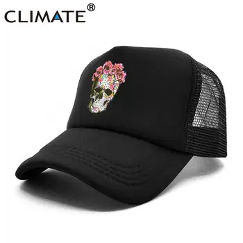 IKLIM Çiçek İskelet kamyon şoförü şapkası Serin Kafatası Kemik Kap HipHop Beyzbol Kapaklar Yaz Bloodcurdling Siyah file şapka Şapka Erkekler için