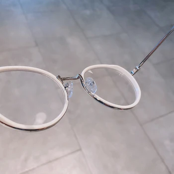 Imwete Moda Büyük Yuvarlak Gözlük Çerçeve Erkekler Kadınlar Metal Gözlük Çerçeveleri Vintage Optik Gözlük Siyah Beyaz Gözlük