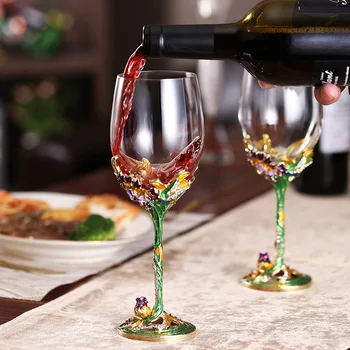 Irıs 1 Çift Kristal şarap bardakları Bardak Düğün Parti Resepsiyon şampanya flüt kadehler Moda Emaye şarap bardağı Hediye Paketi