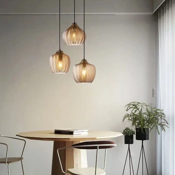 Iskandinav kolye ışıkları cam asılı lamba mutfak ışığı fikstür Restoran yatak odası başucu kolye lamba