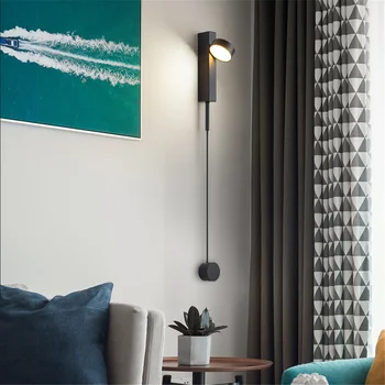 Iskandinav Modern Duvar Lambası Yatak Odası Başucu Oturma Odası Koridor Koridor Otel Arka Plan Duvar döner anahtar Sanat Duvar Lambası