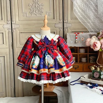 Ispanyol Kız Prenses Elbise İngiliz Tarzı Elbise Çocuk Noel Yeni Yıl Elbise Bayram Klasik Elbise Parti Elbiseler Kızlar için