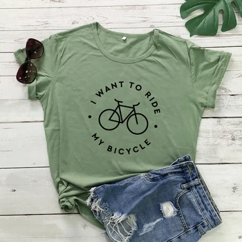 Istiyorum Binmek Benim Bisiklet T-shirt Komik Unisex Kısa Kollu Bisiklet Tshirt Casual Kadın Yaz Grafik Bisiklet Tee Gömlek Üst