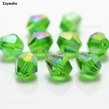 Isywaka 38 adet Derin Yeşil AB Renk 8mm Bicone Avusturya kristal boncuklar charm Cam Boncuk Gevşek ara boncuk DIY Takı Yapımı için